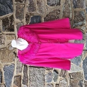 JUSTIN TAYLOR Hot Pink decorated and furry church/wedding blazer/coat Size 22W